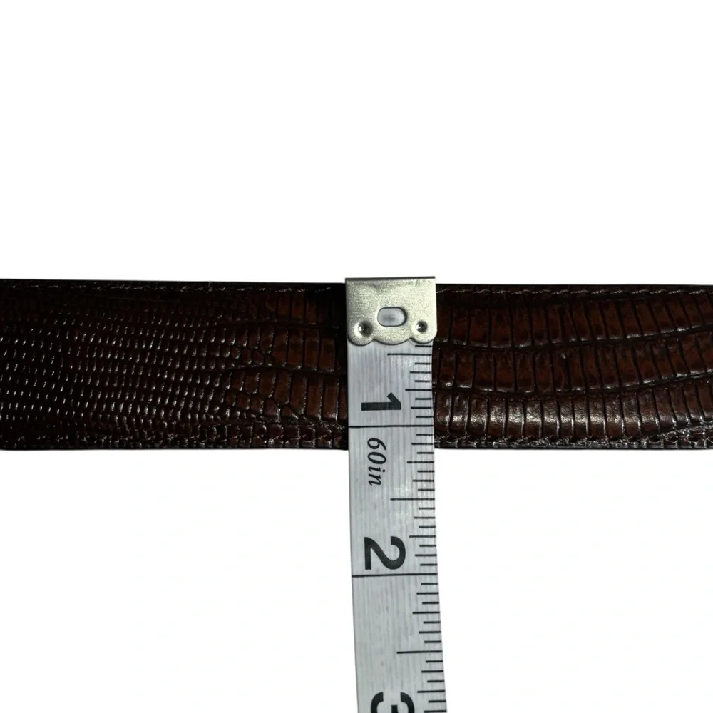 Brown Alligator Embossed Leather Belt Western Southwestern Men's Size 42